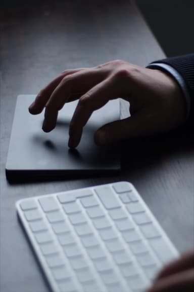 Trackpad and keyboard, coding away